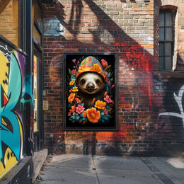 Floral Fiesta The Joyful Sloth Poster