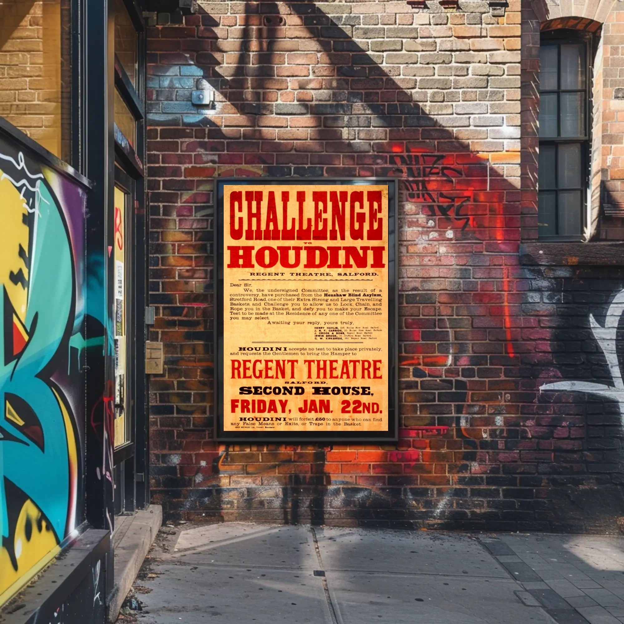 Houdini Challenge Vintage Escape Artist Cultural Poster