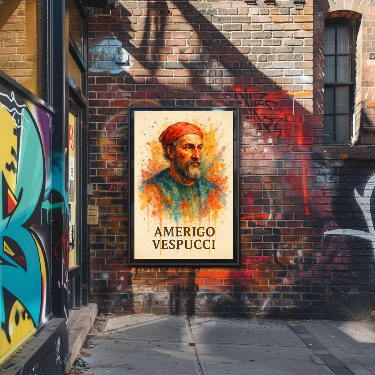 Amerigo Vespucci Watercolor Portrait Poster Art