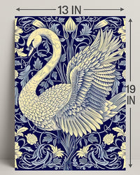 Elegant Swan and Floral Patterns Animal Poster