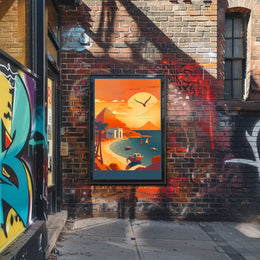 Sunset Over Serene Coastline Poster