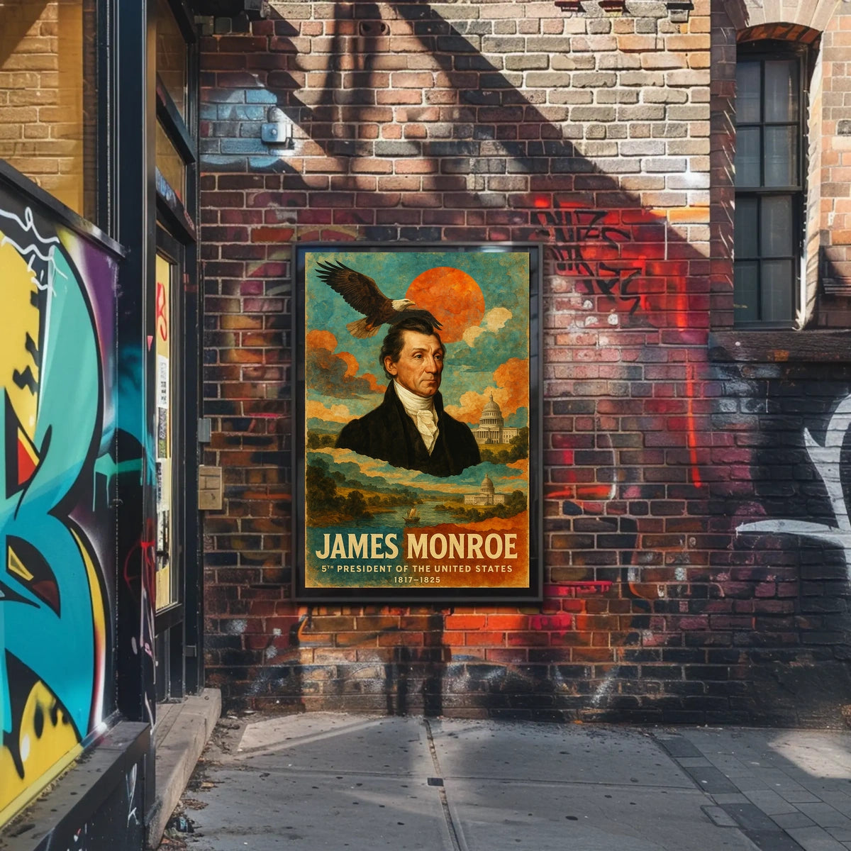 James Monroe 5th President of the United States Layered Digital Collage Poster