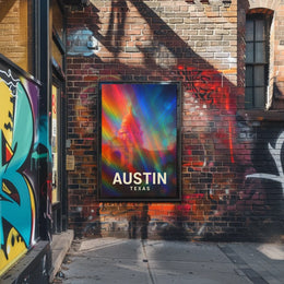 Austin Texas Vibrant Cityscape Digital Painting Pop Art Urban Skyline Travel Inspired Poster
