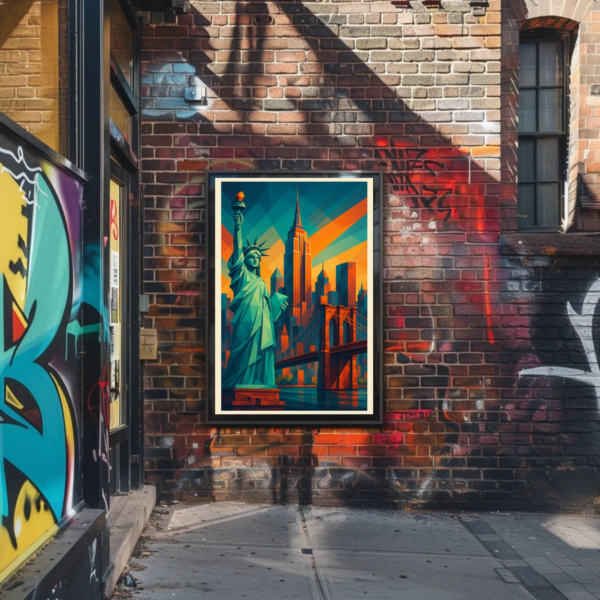New York City Geometric Skyline Poster Modern Wall Art