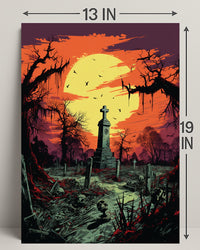 Eerie Graveyard At Dusk Poster