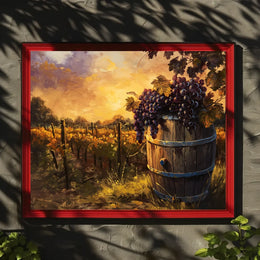 Serene Vineyard Sunset: Impressionistic Harvest Art Poster