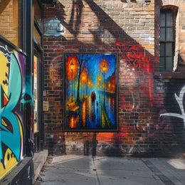 Evening Stroll in a Vibrant Cityscape Poster