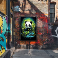Adorable Panda in Lush Bamboo Forest Poster
