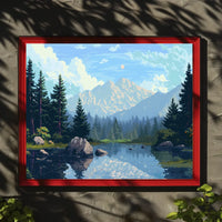 Tranquil Mountain Lake Vintage Travel Poster Art