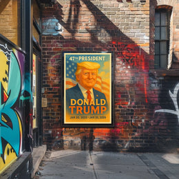 Commanding Presence Donald Trump and the American Banner Poster