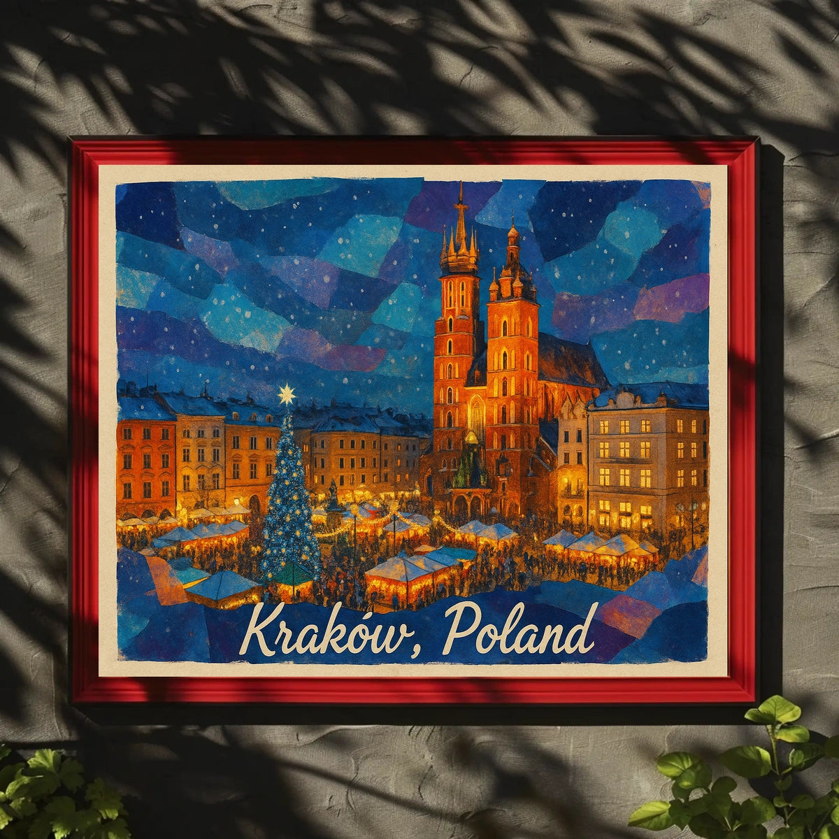Krakow, Poland Festive Night Market Poster