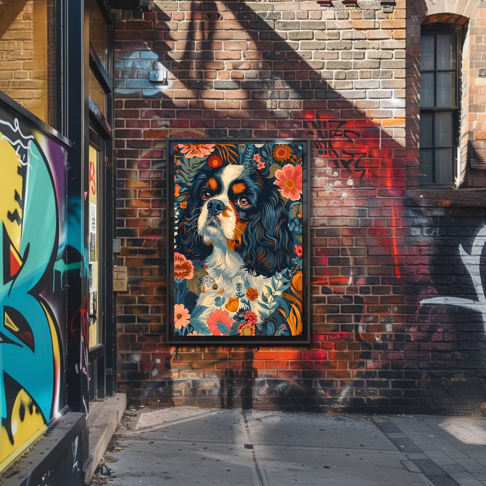 Floral Canine Portrait Wall Art Print