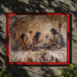 Ancient Cave Art Poster: Prehistoric Communal Scene