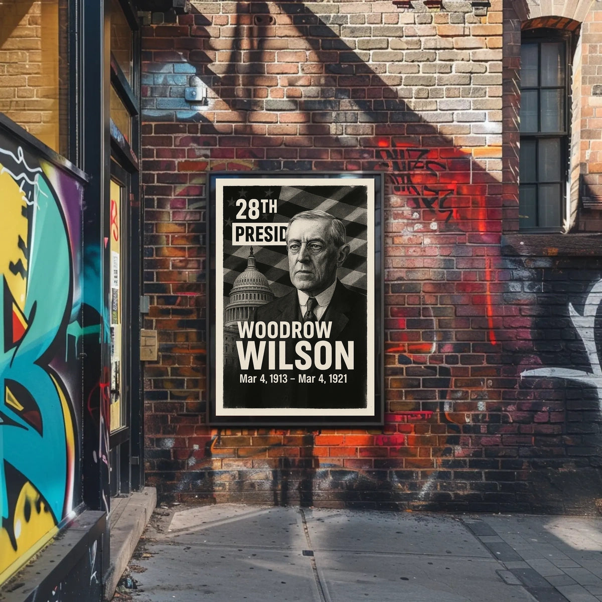 Woodrow Wilson 28th President of the United States Digital Montaje Poster