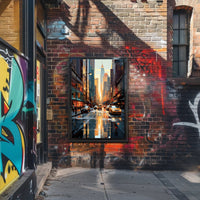 Stylized Urban Cityscape at Sundown Artistic Poster