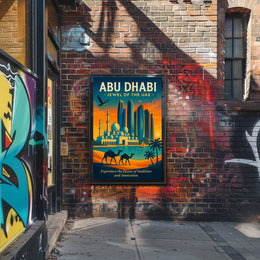 Abu Dhabi Skyline A Vibrant City Fusion Travel Poster