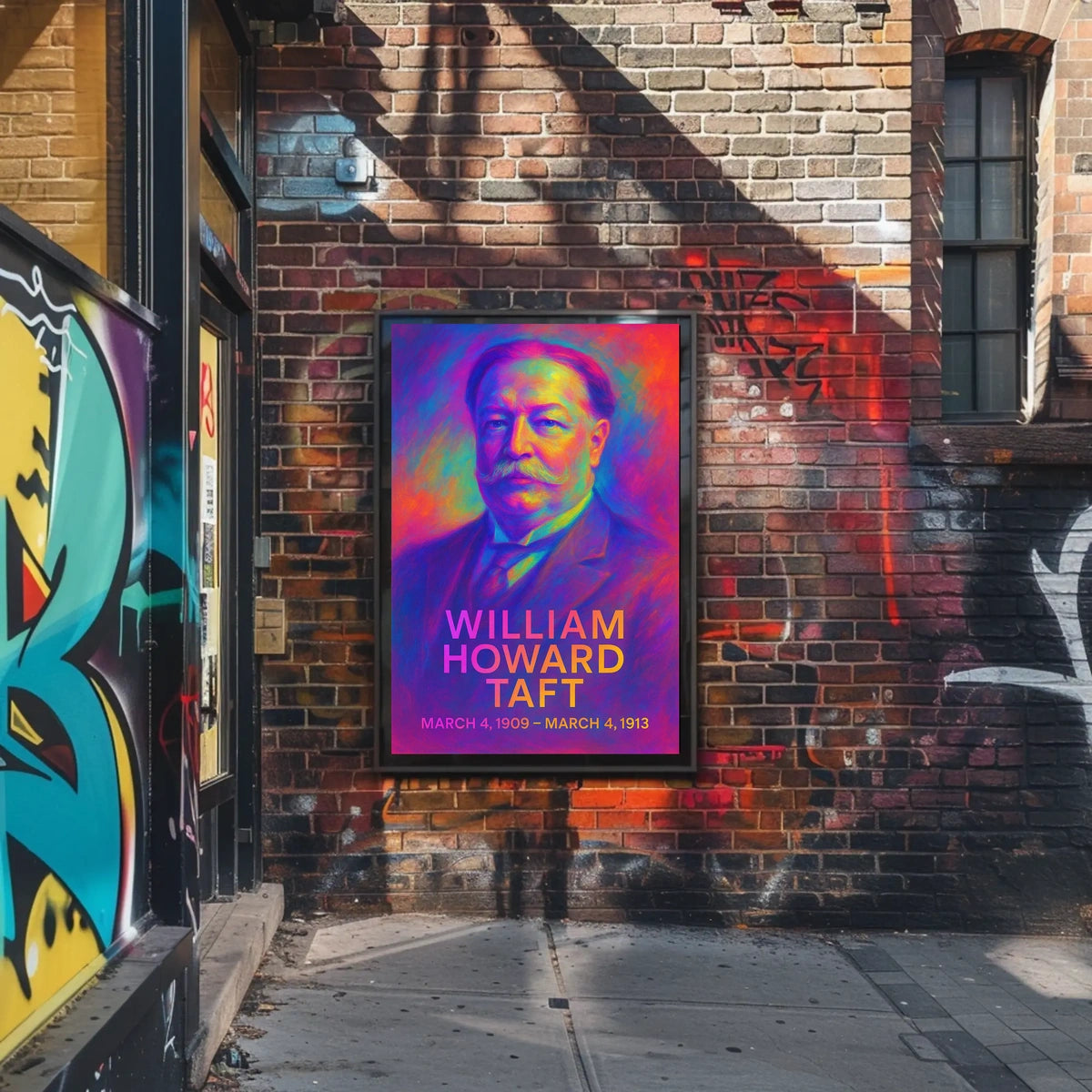 William Howard Taft 27th President of the United States Neon Gradient Overlay Poster