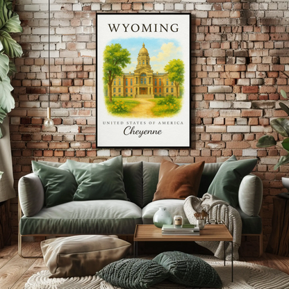 Cheyenne Wyoming Historic State Capitol Landmark Travel Poster Travel Poster