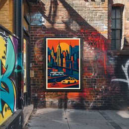 Urban Symphony Cityscape Poster Vibrant Sunset City Living