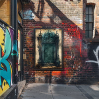 Mysterious Gothic Gate Poster in Abstract Artistic Style