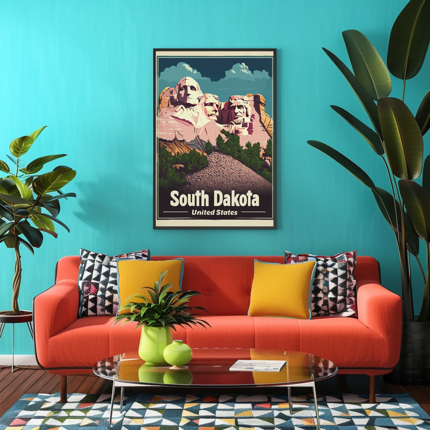 Mount Rushmore United States South Dakota Vintage Travel Poster