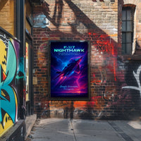 F-117 Nighthawk Jet Cosmic Neon Poster