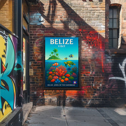 Visit Belize Jewel of the Caribbean Poster