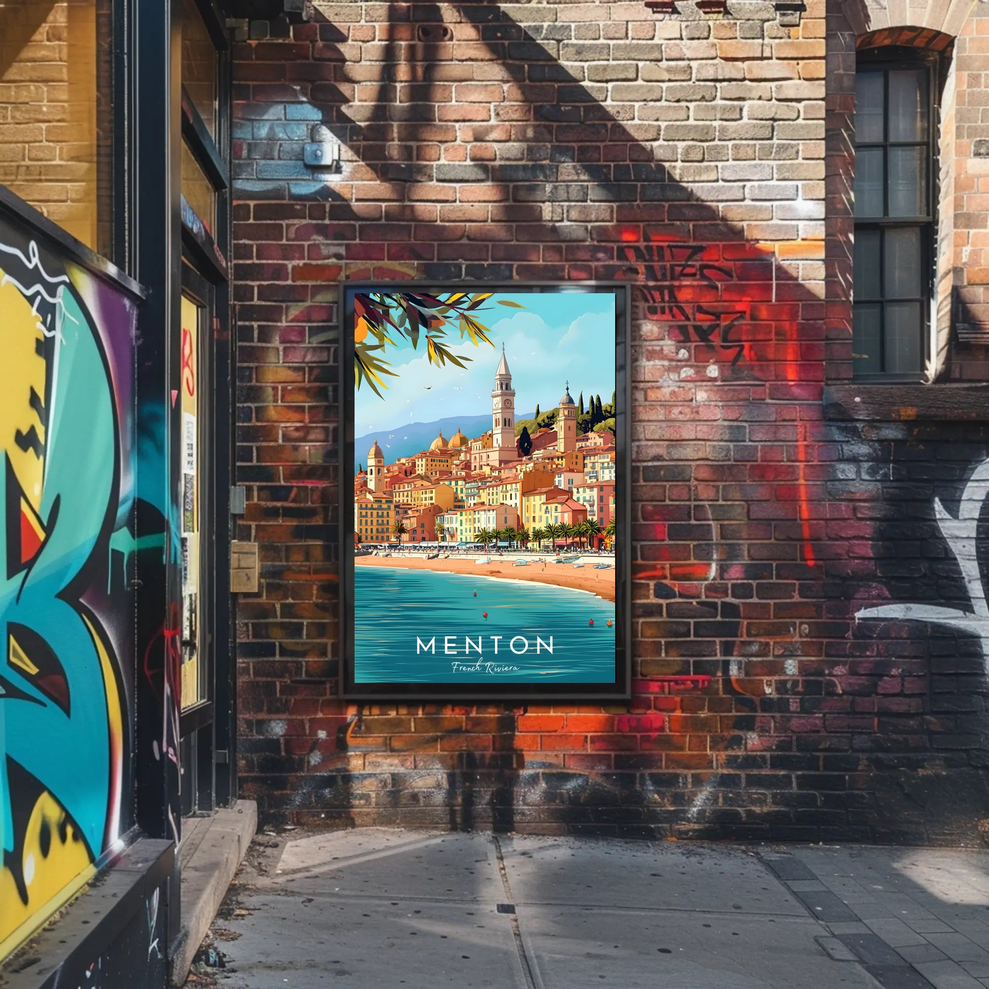 Menton Coastal Town Vibrant Travel Poster