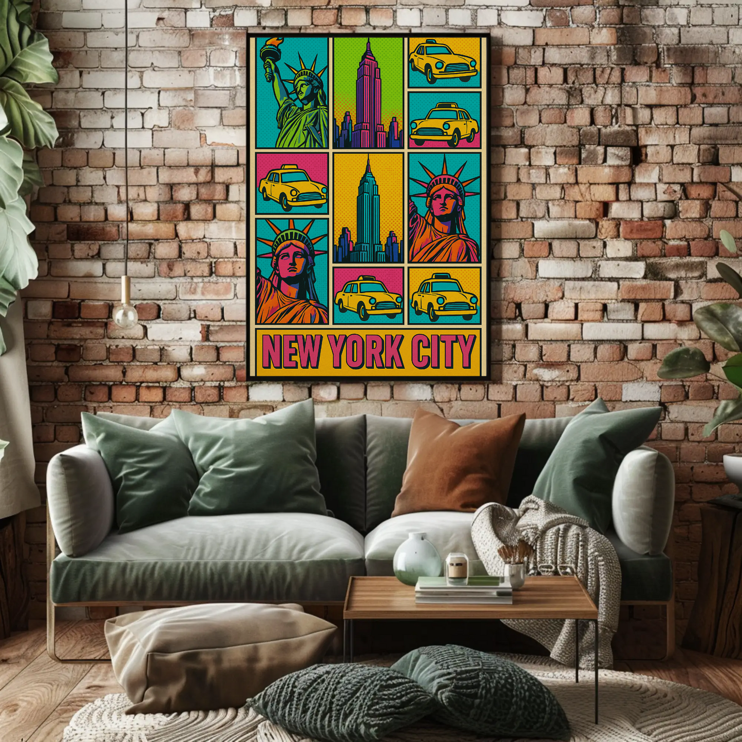 Vibrant New York City Icons Pop Art Travel Poster