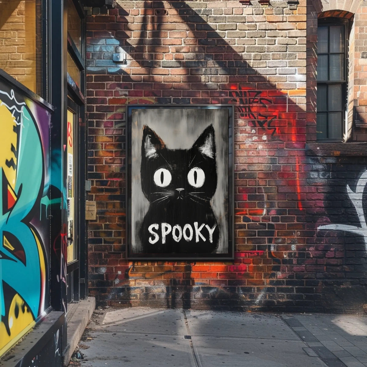 Stylized Black Cat Minimalist Spooky Eerie Poster