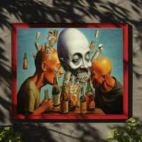 Eerie Scene with Skull and Bottles Abstract or Artistic Poster