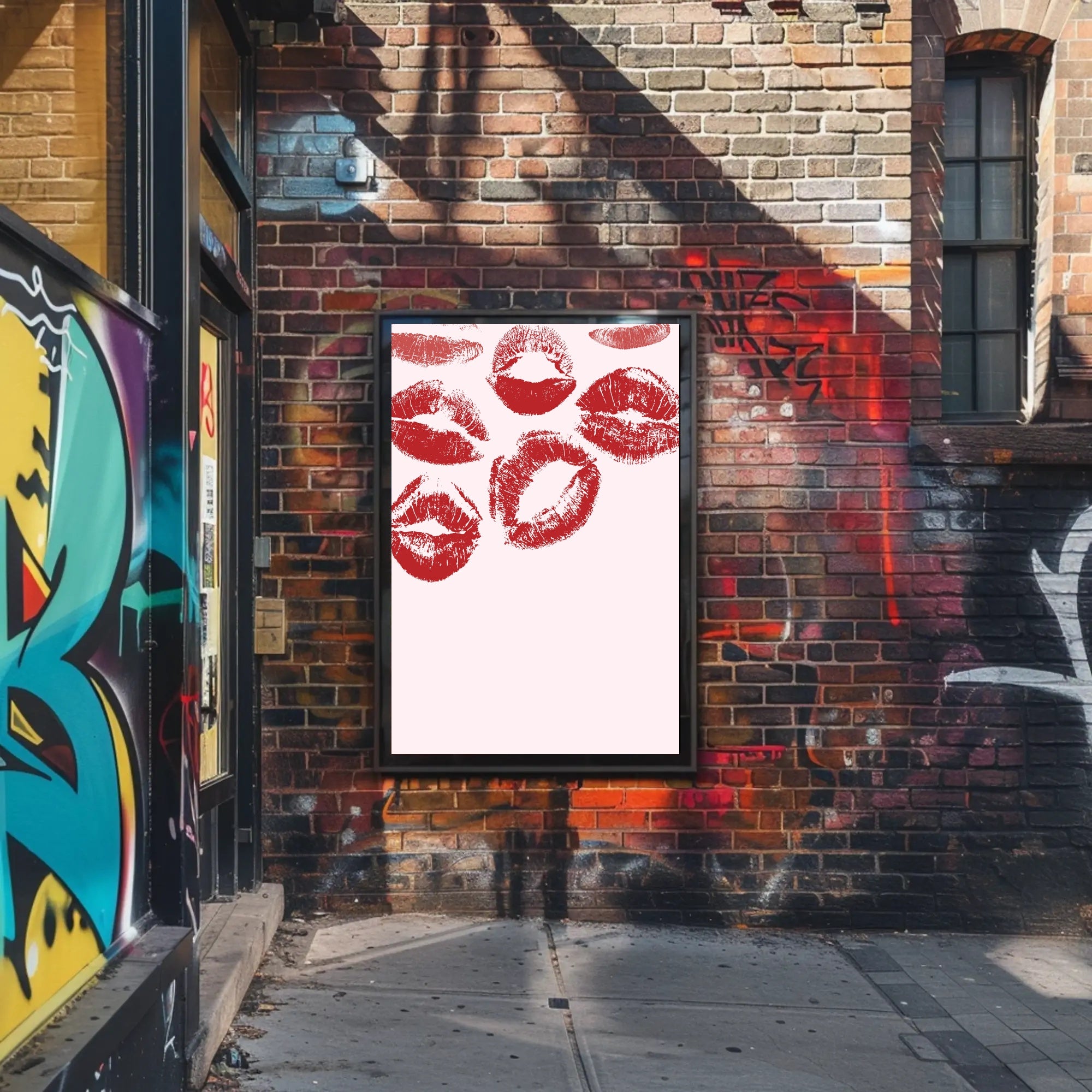 Romantic Red Kiss Marks Abstract or Artistic Poster PosterGoat
