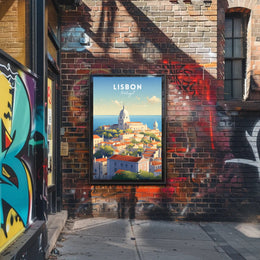 Lisbon Cityscape Coastal View Urban or Cityscape Poster