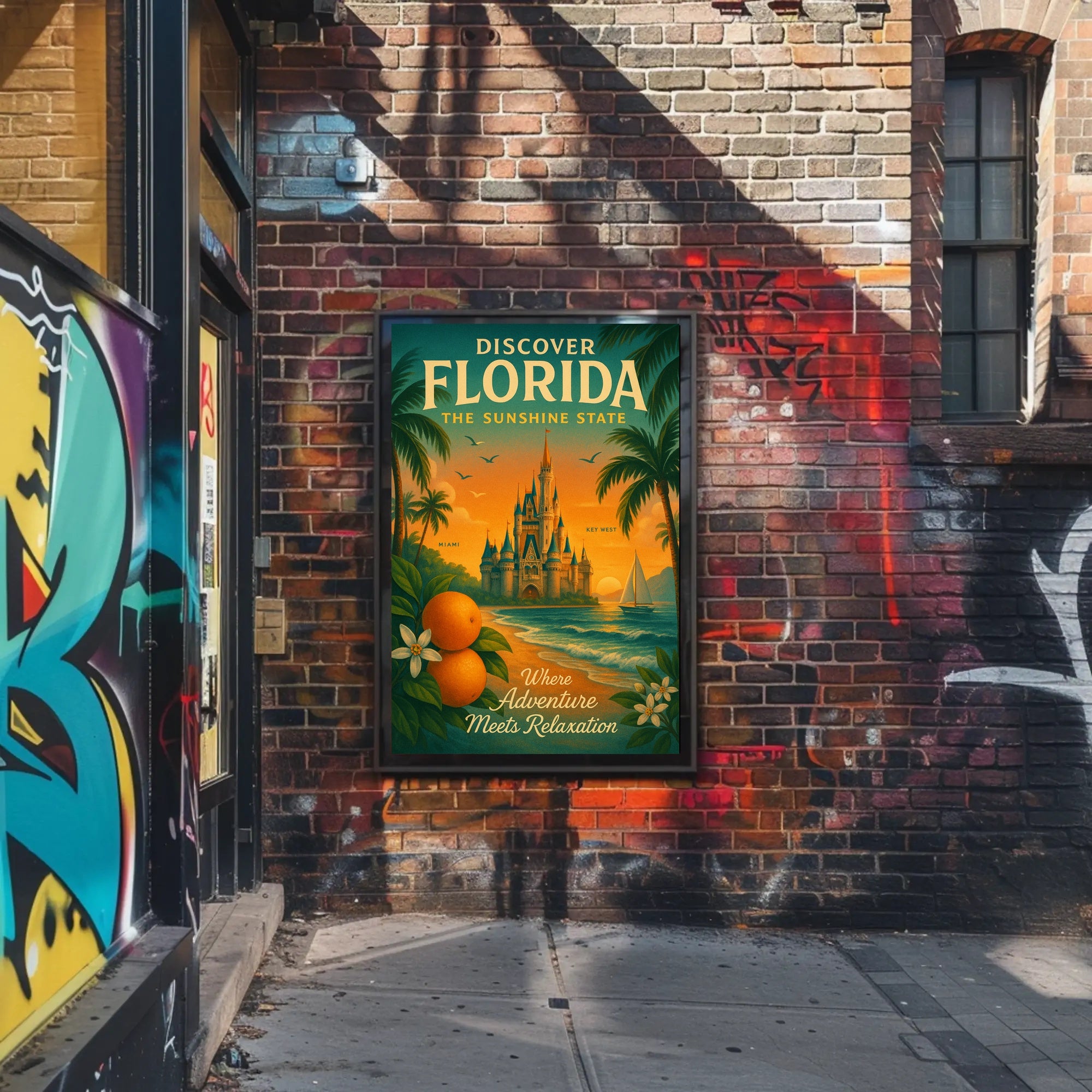 Florida Travel Poster Vintage Sunshine State Wall Art