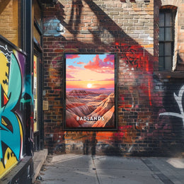 Badlands Sunset at Dusk: National Park Poster