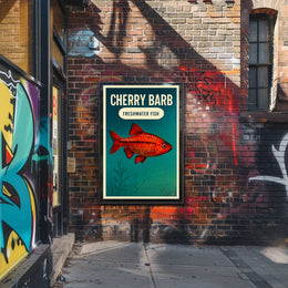 Cherry Barb Fish Vibrant Illustration Animal Poster