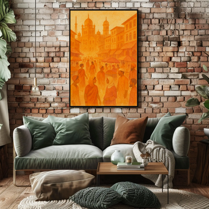 Golden Bazaar Street Scene Travel Poster