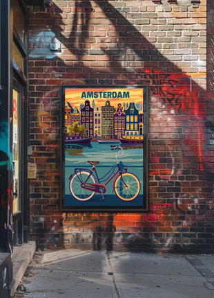 Amsterdam Canals and Bicycle Urban Cityscape Poster