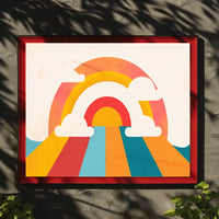 Retro Rainbow Mid-Century Modern Abstract Art Poster