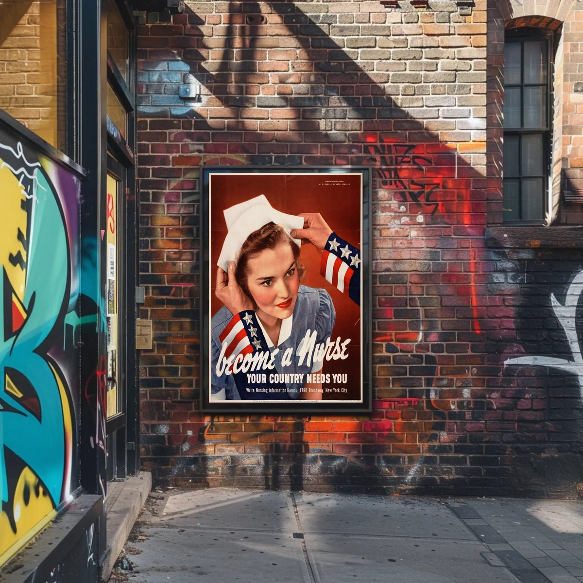 Vintage Nurse Recruitment: WWII Patriotic Propaganda Poster