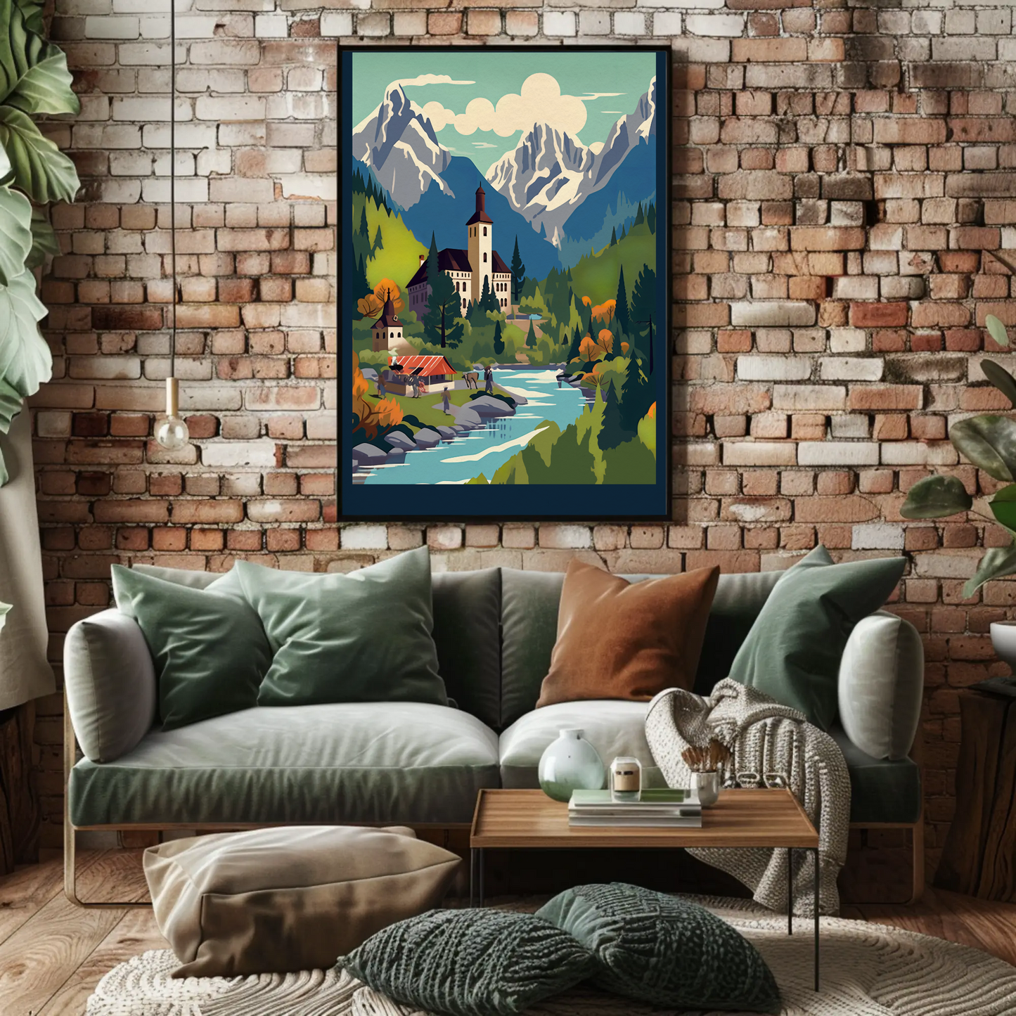 Mountain River Hamlet In Autumn Colors Travel Poster