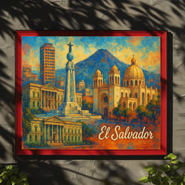El Salvador Landmarks Travel Digital Painting Poster