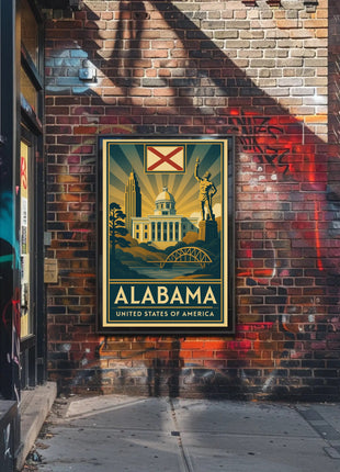 Alabama Heritage Landmarks Art Deco Travel Poster