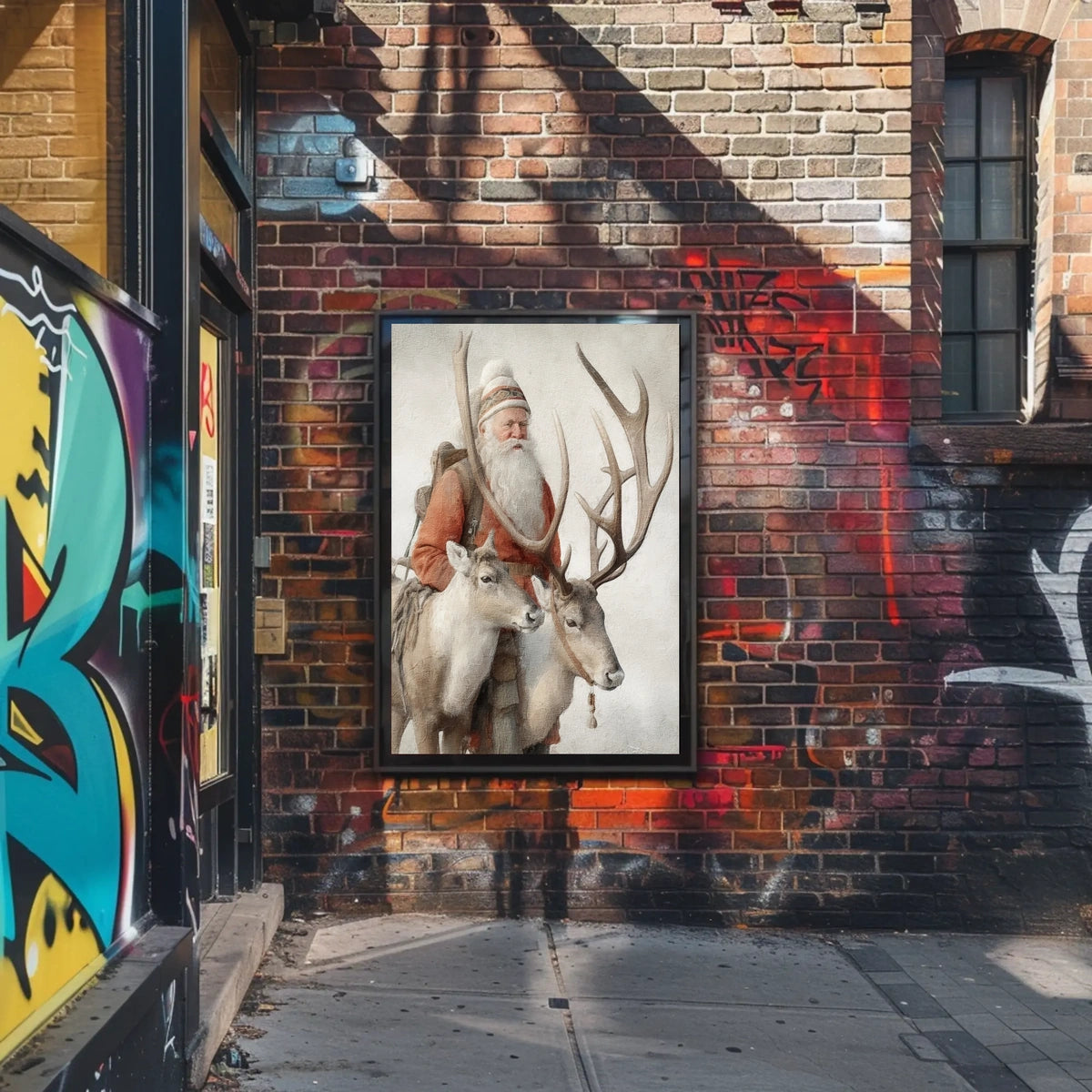Winter Wanderer With Reindeer Poster