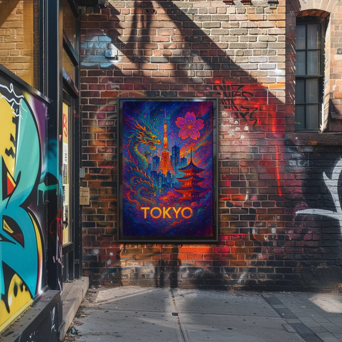 Tokyo Tower Fantasy: Vibrant Poster of Tradition & Modernity