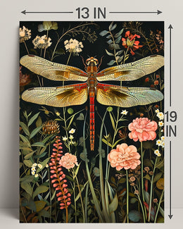 Dragonfly Botanical Art Print - Fantasy or Mythology Poster