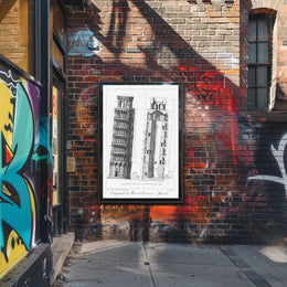 Architectural Diagram of a Leaning Tower Poster PosterGoat