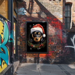 Festive Dog with Santa Hat: Animal Poster