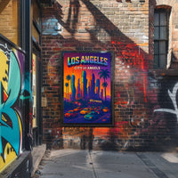 Colorful Los Angeles Skyline Pop Art Urban or Cityscape Poster
