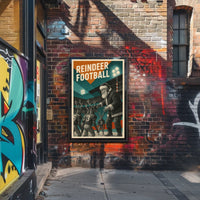 Festive Football Santa Vintage Art Poster